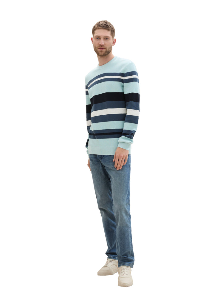 STRUCTURE STRIPE CREWNECK KNIT