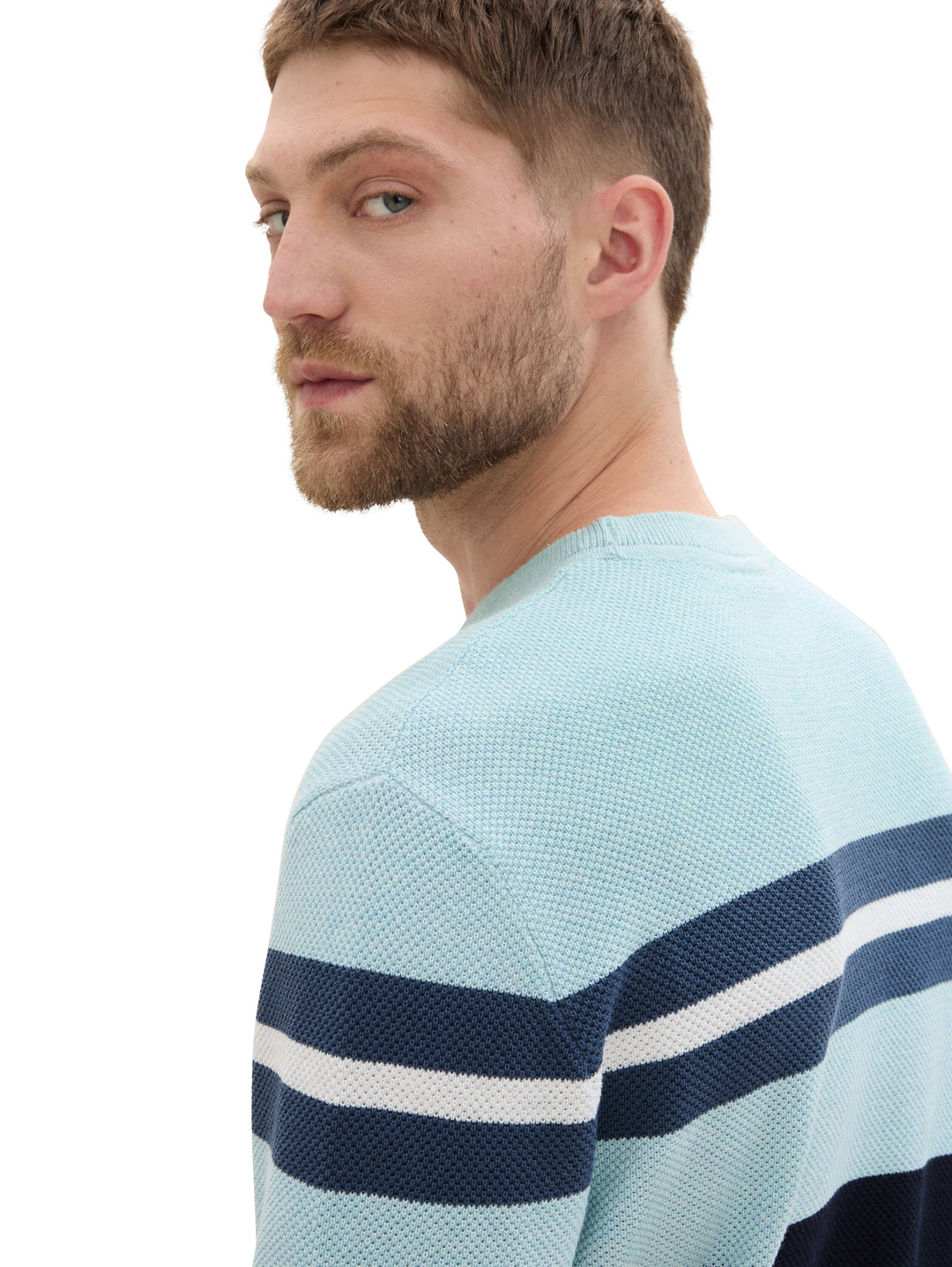 STRUCTURE STRIPE CREWNECK KNIT