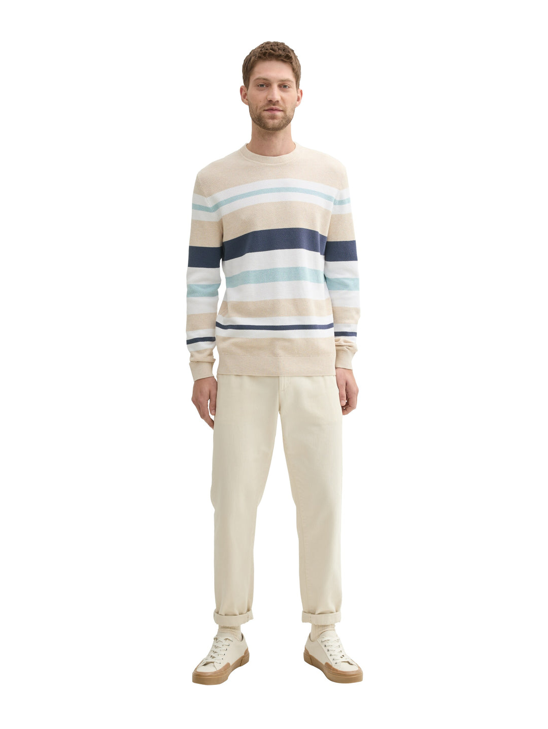 STRUCTURE STRIPE CREWNECK KNIT