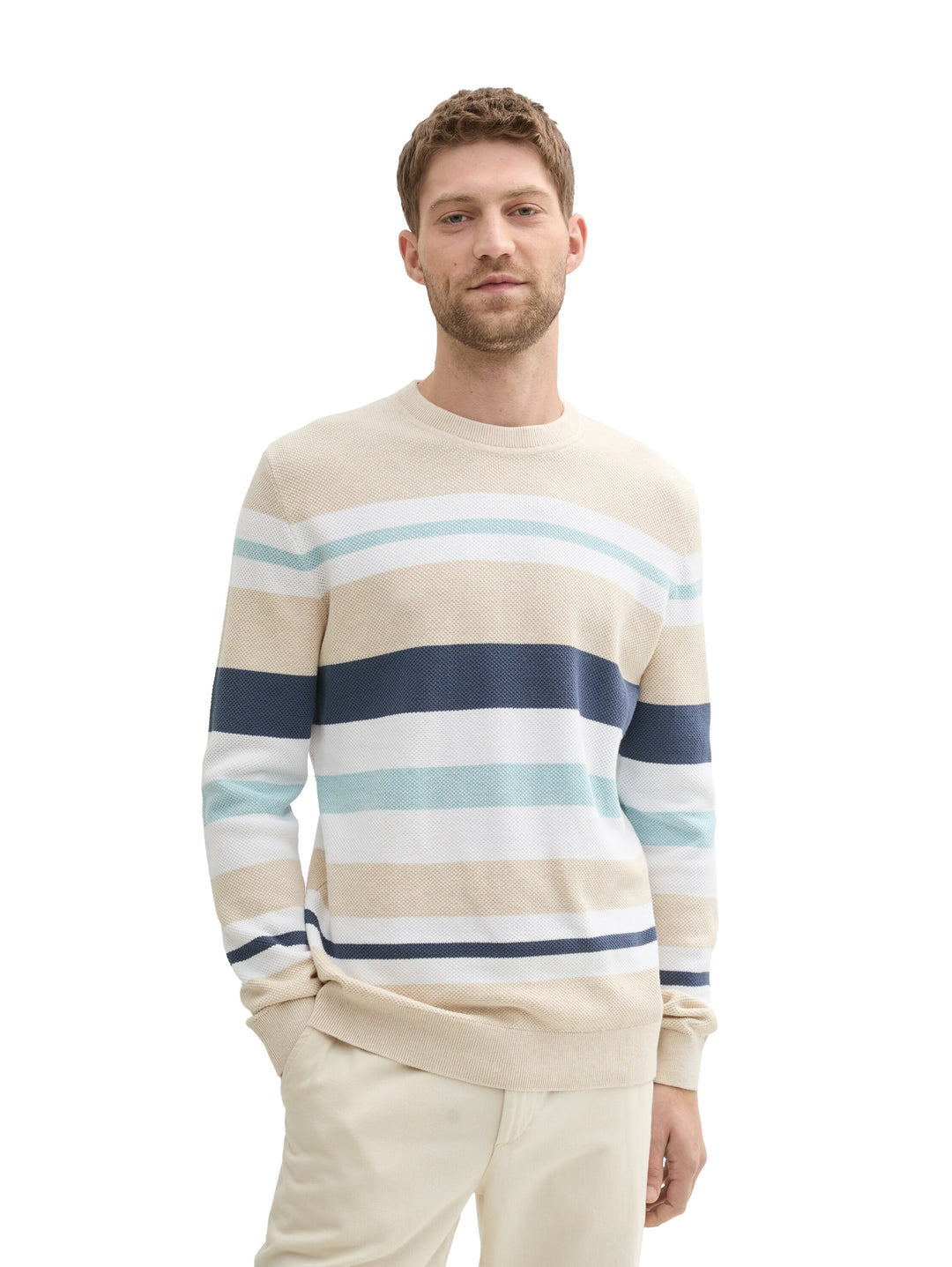 STRUCTURE STRIPE CREWNECK KNIT