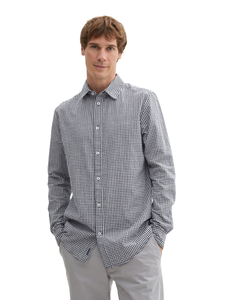 FITTED CHECKED STRUCTURE SHIRT