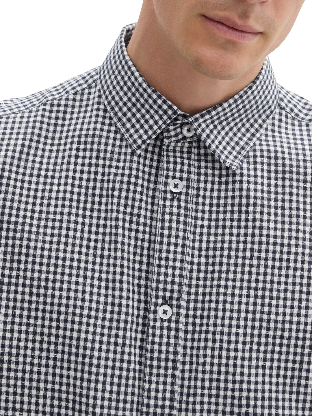 FITTED CHECKED STRUCTURE SHIRT