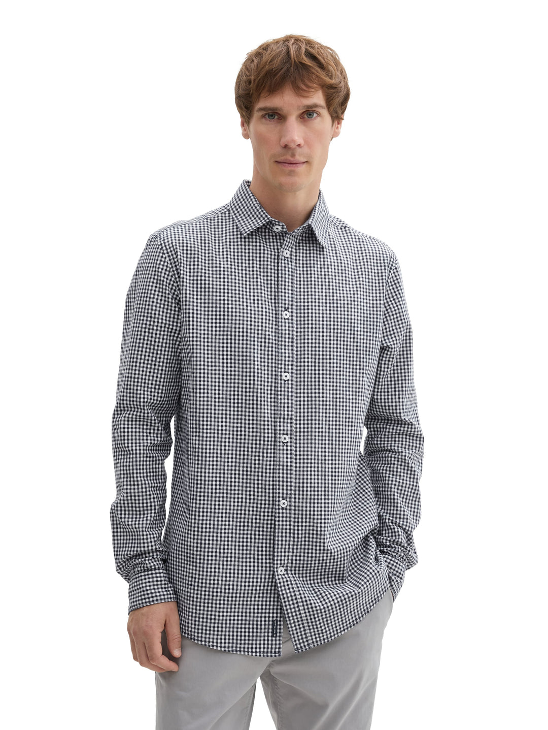 FITTED CHECKED STRUCTURE SHIRT