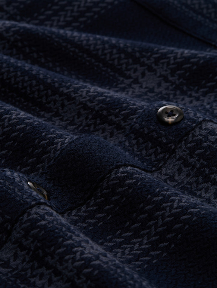 KNIT-LOOK CHECKED OVERSHIRT