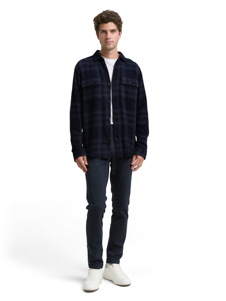 KNIT-LOOK CHECKED OVERSHIRT
