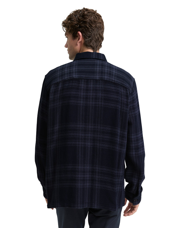 KNIT-LOOK CHECKED OVERSHIRT