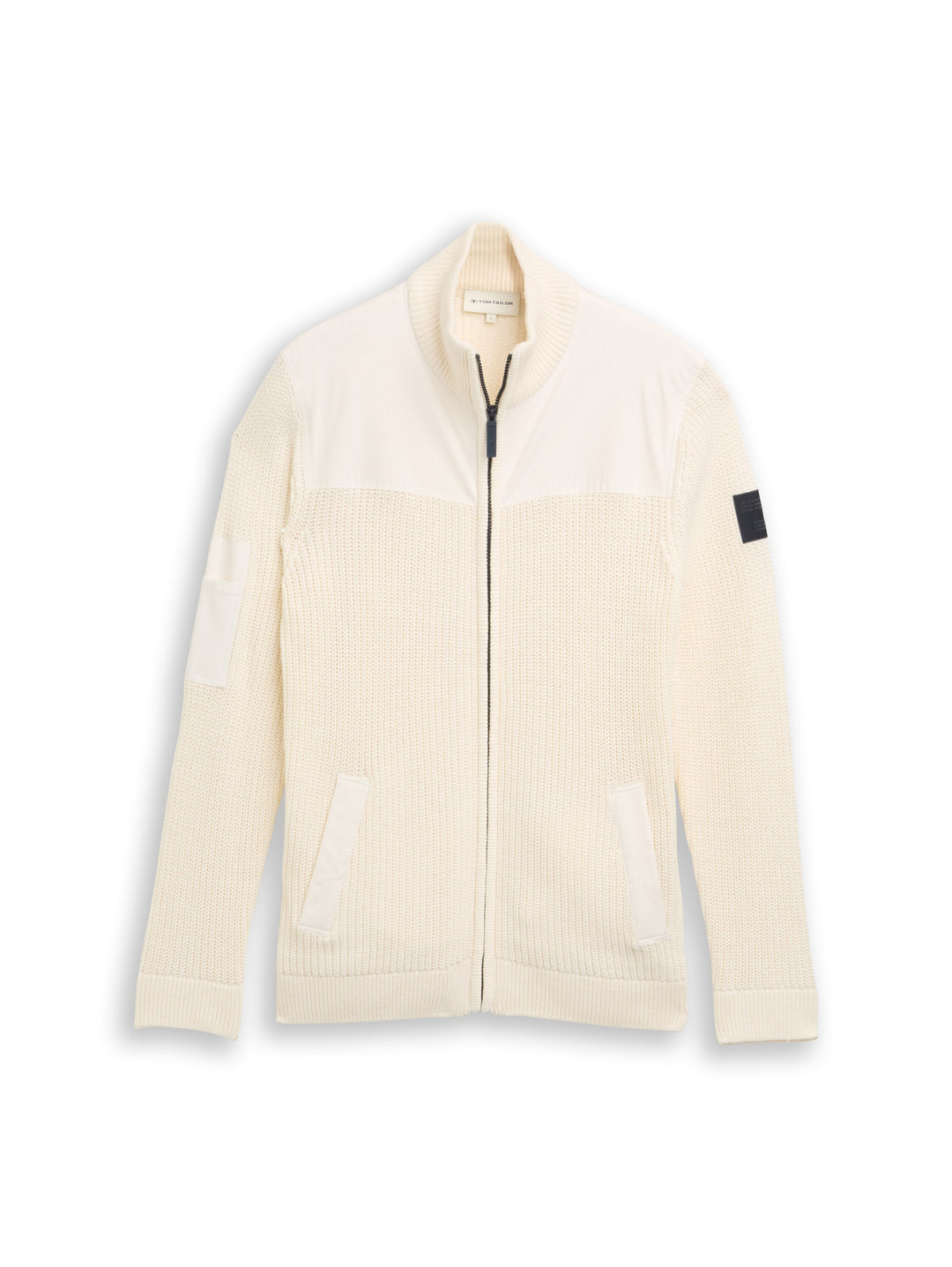 KNIT ZIP JACKET WITH FABRIC MIX
