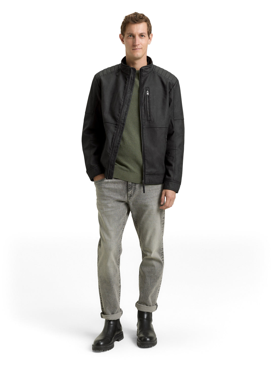 VELOUR TOUCH FAUX LEATHER BIKER