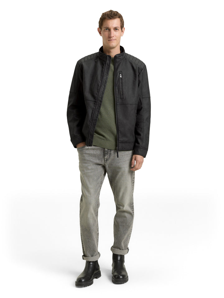 VELOUR TOUCH FAUX LEATHER BIKER