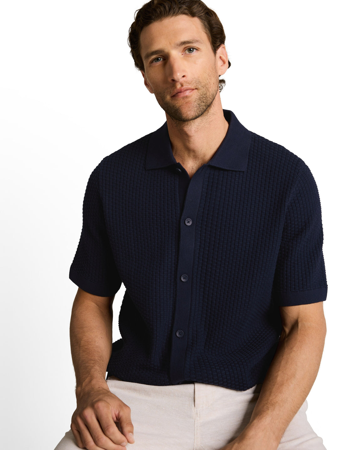 MINIMAL STRUCTURED KNIT POLO JACKET