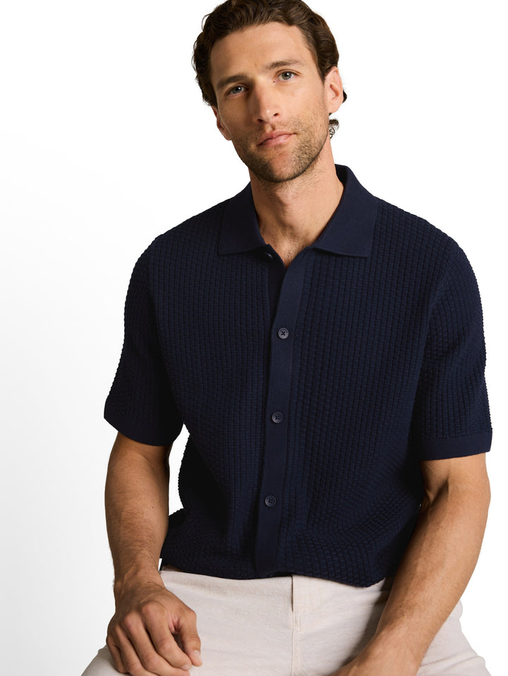 MINIMAL STRUCTURED KNIT POLO JACKET