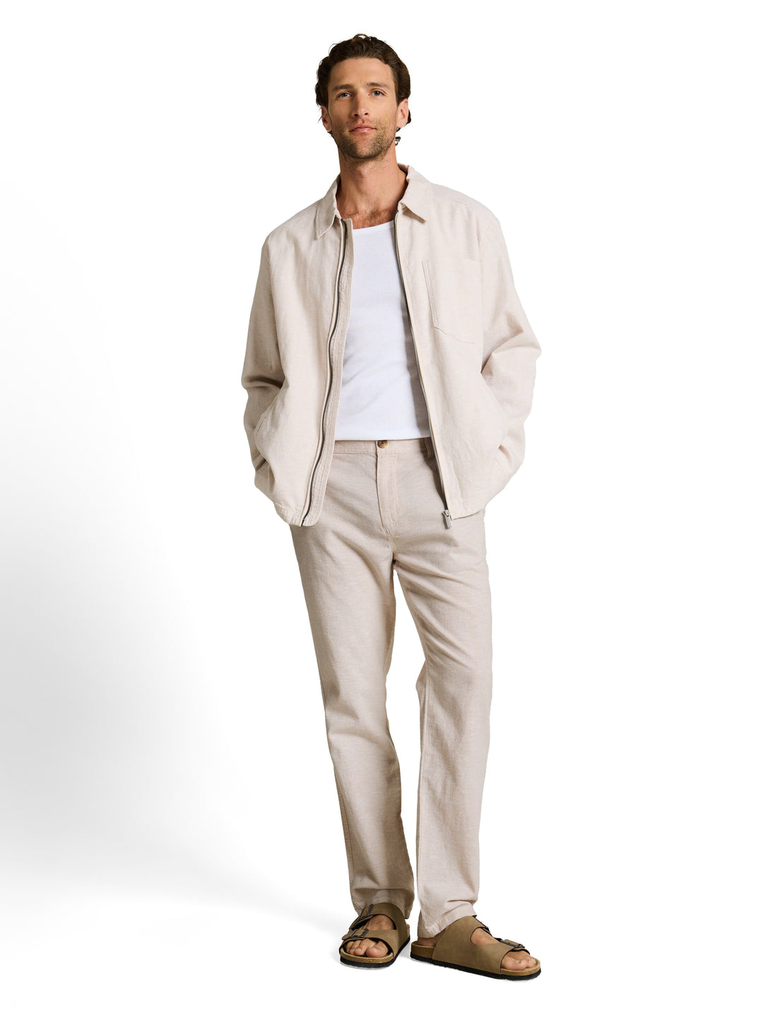 REGULAR COTTON LINEN CHINO PANTS