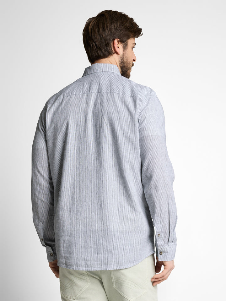 STRIPED COTTON LINEN SHIRT
