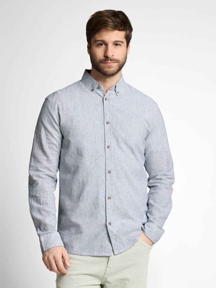 STRIPED COTTON LINEN SHIRT