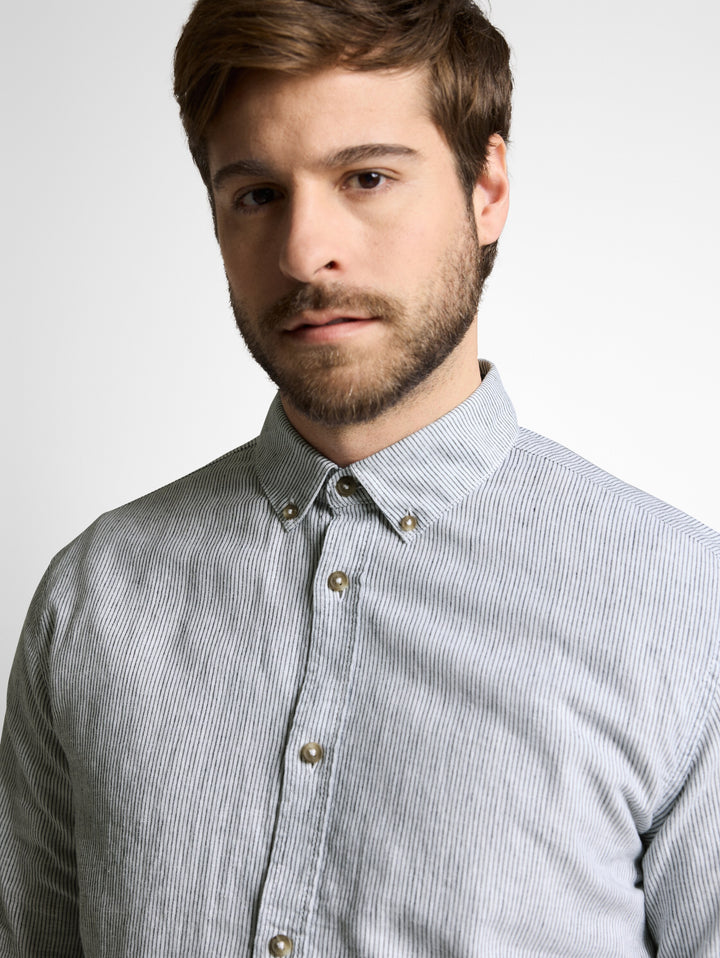 STRIPED COTTON LINEN SHIRT