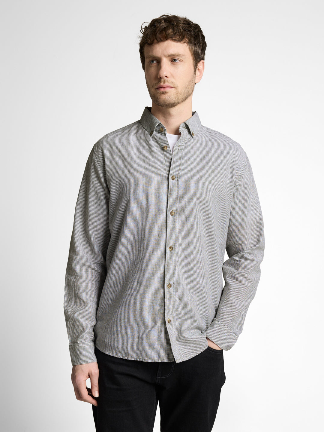 STRIPED COTTON LINEN SHIRT