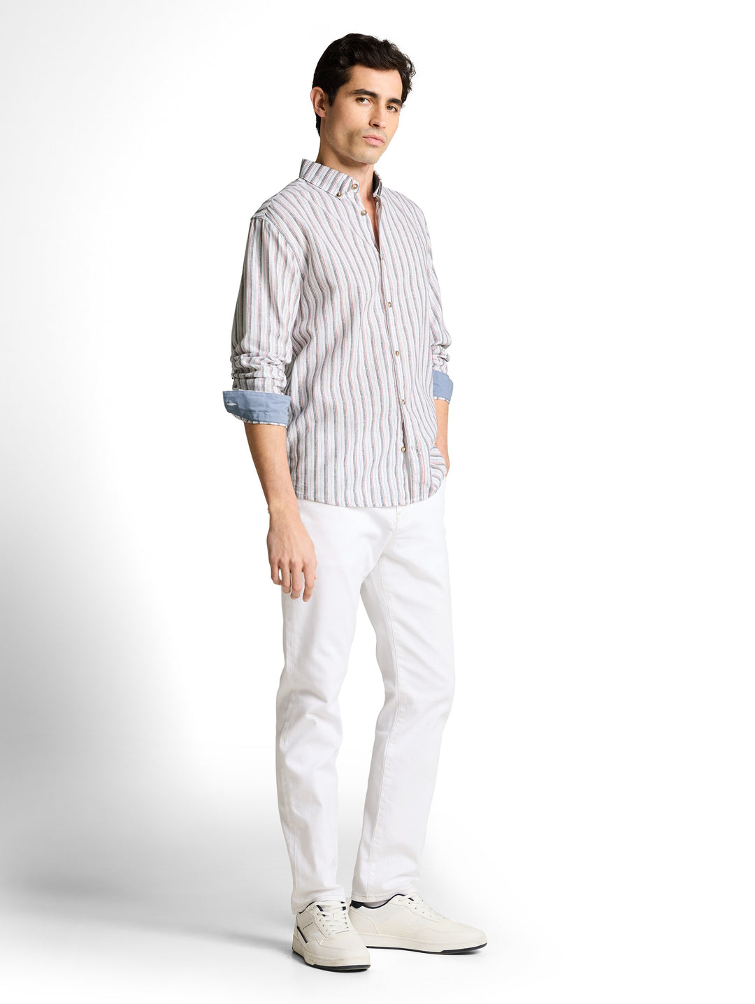 STRIPED COTTON LINEN SHIRT