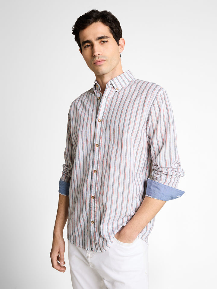 STRIPED COTTON LINEN SHIRT