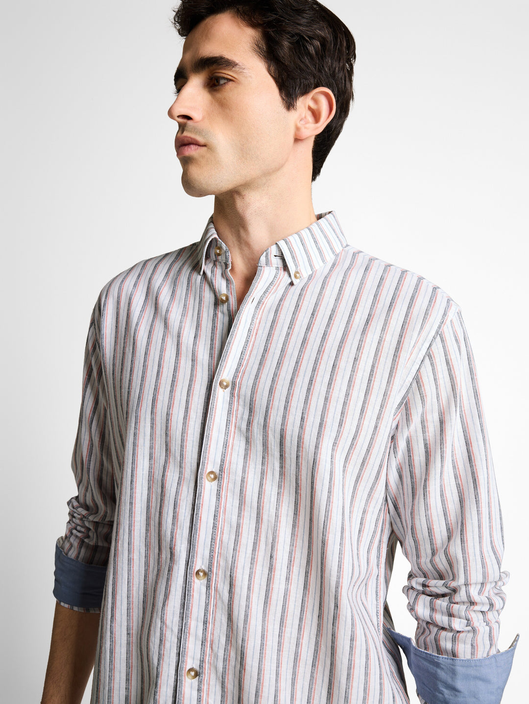 STRIPED COTTON LINEN SHIRT