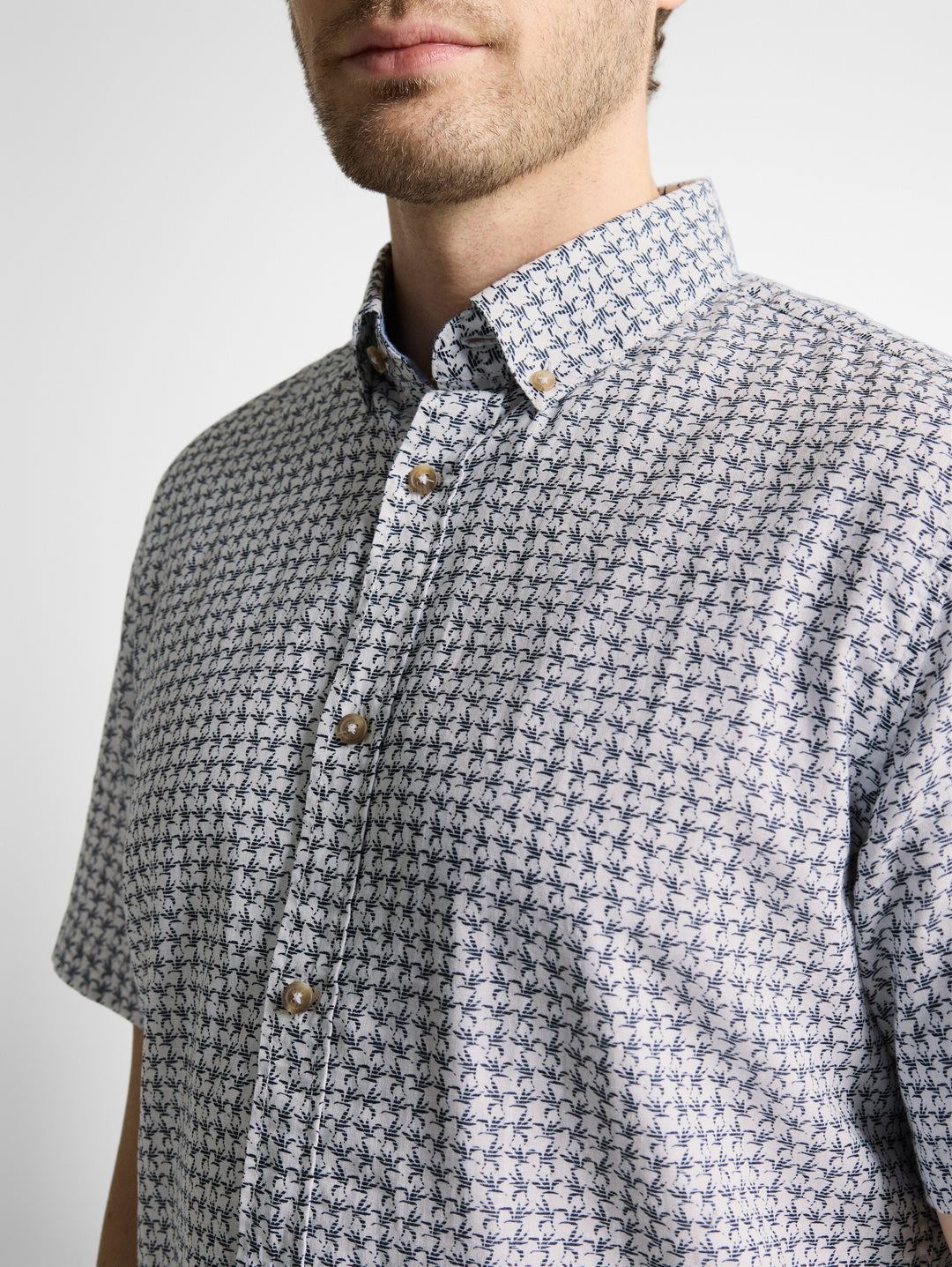 PRINTED COTTON LINEN SHIRT