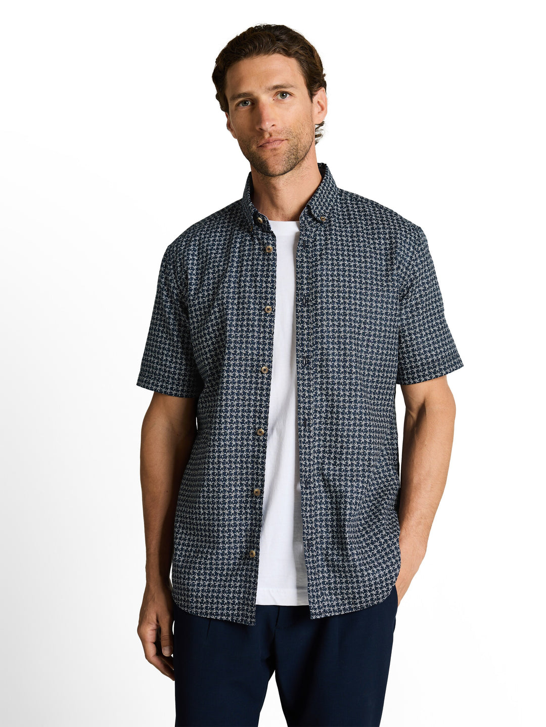 PRINTED COTTON LINEN SHIRT