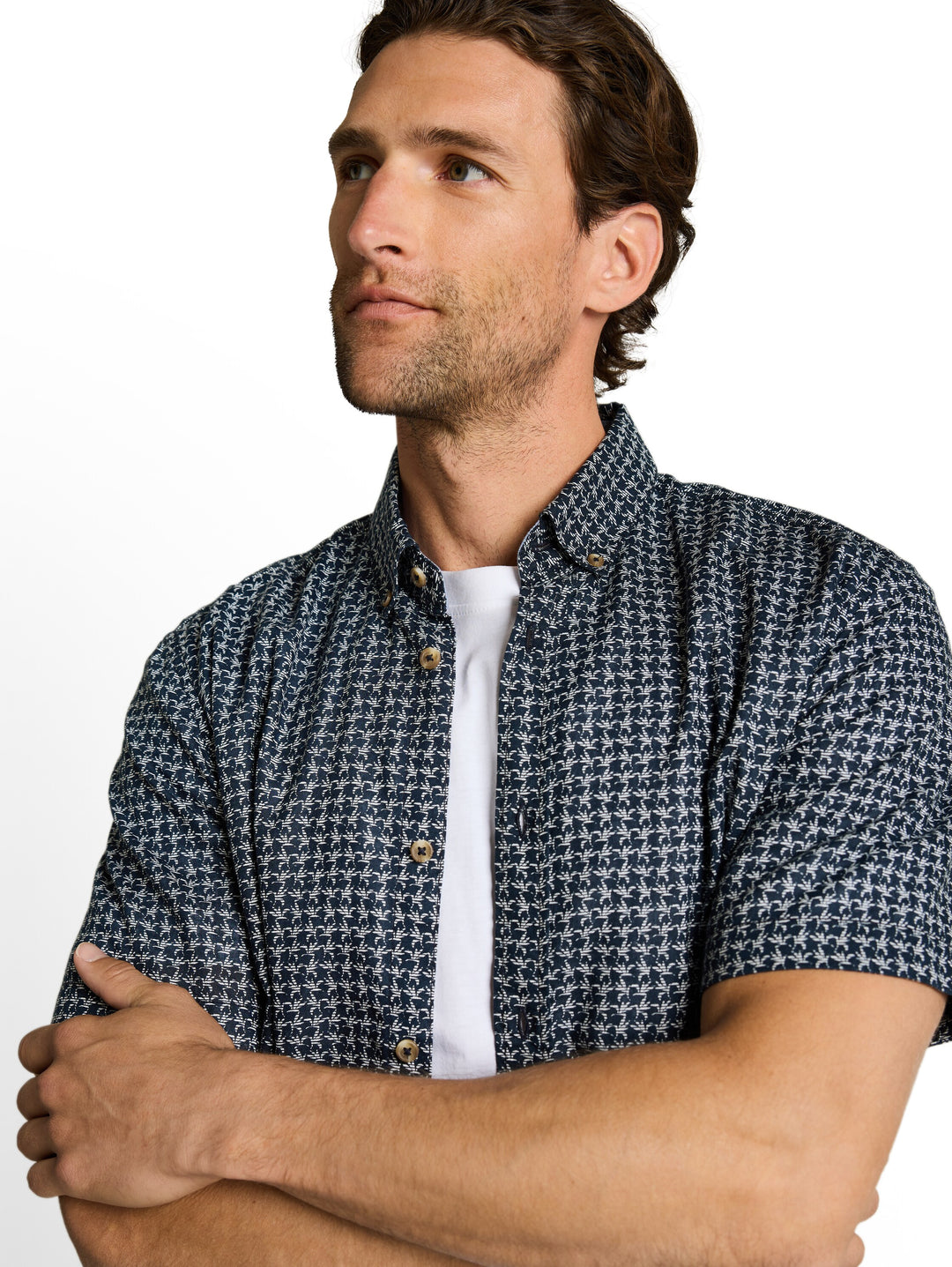 PRINTED COTTON LINEN SHIRT