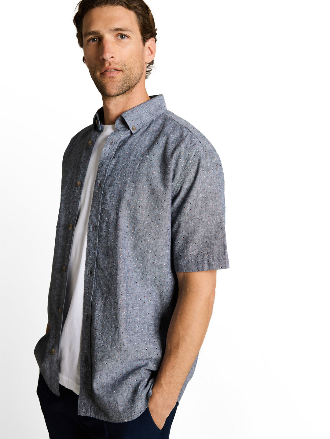 PRINTED COTTON LINEN SHIRT