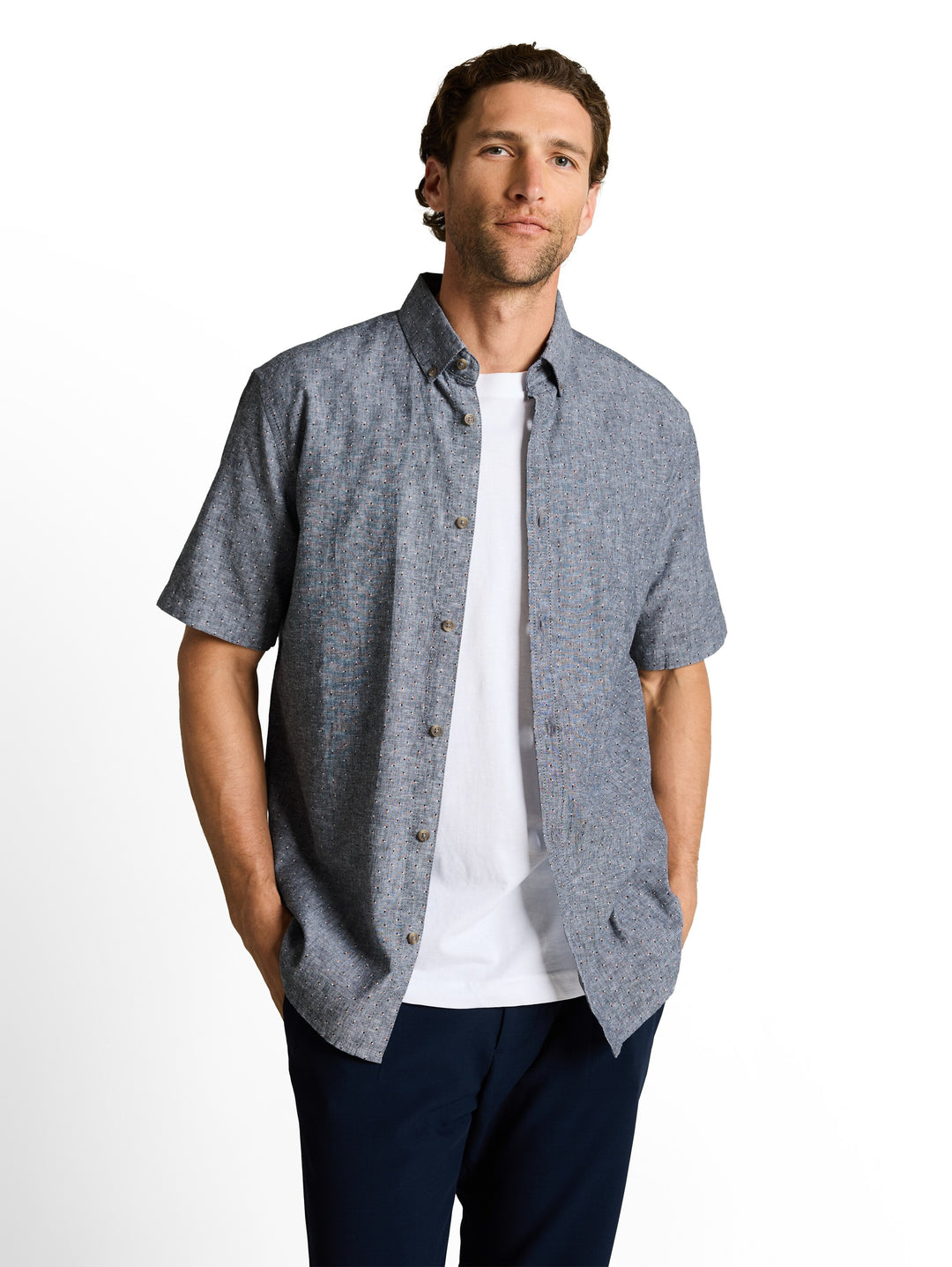 PRINTED COTTON LINEN SHIRT