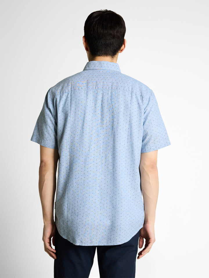 PRINTED COTTON LINEN SHIRT