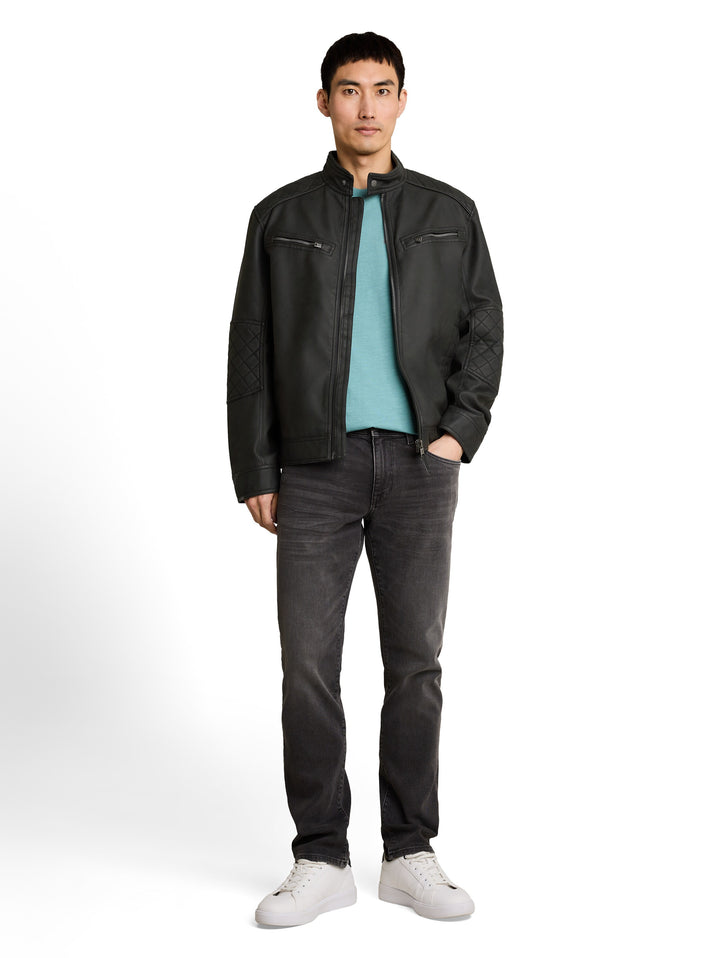 FAUX VELOUR TOUCH LEATHER JACKET