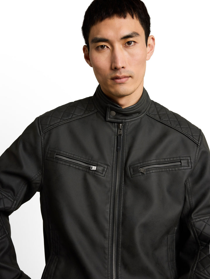FAUX VELOUR TOUCH LEATHER JACKET