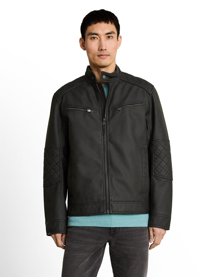 FAUX VELOUR TOUCH LEATHER JACKET