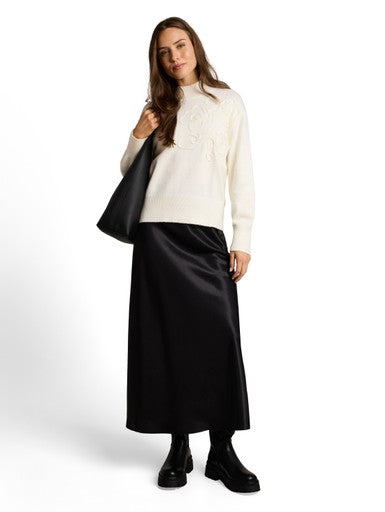 KNIT COSY EMBROIDERED MOCK-NECK