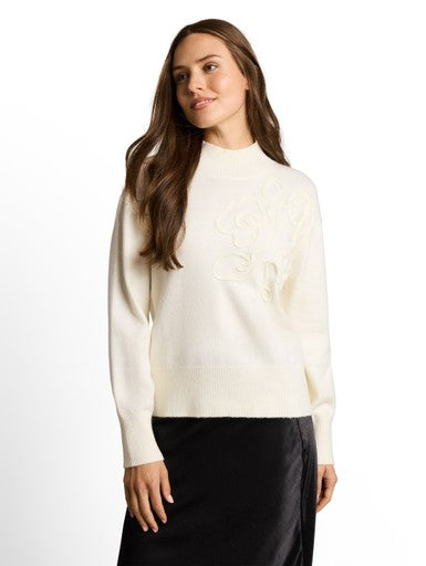 KNIT COSY EMBROIDERED MOCK-NECK