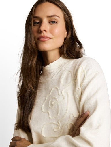 KNIT COSY EMBROIDERED MOCK-NECK