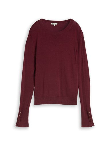 KNIT CREWNECK WITH BUTTON DETAIL