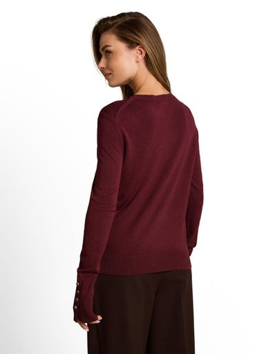KNIT CREWNECK WITH BUTTON DETAIL