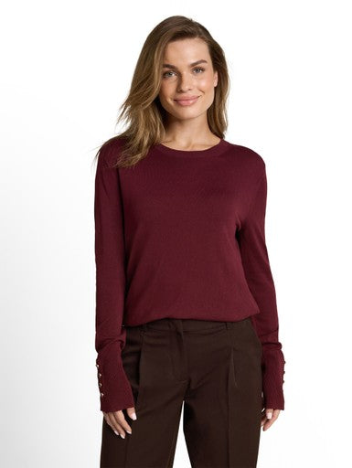 KNIT CREWNECK WITH BUTTON DETAIL
