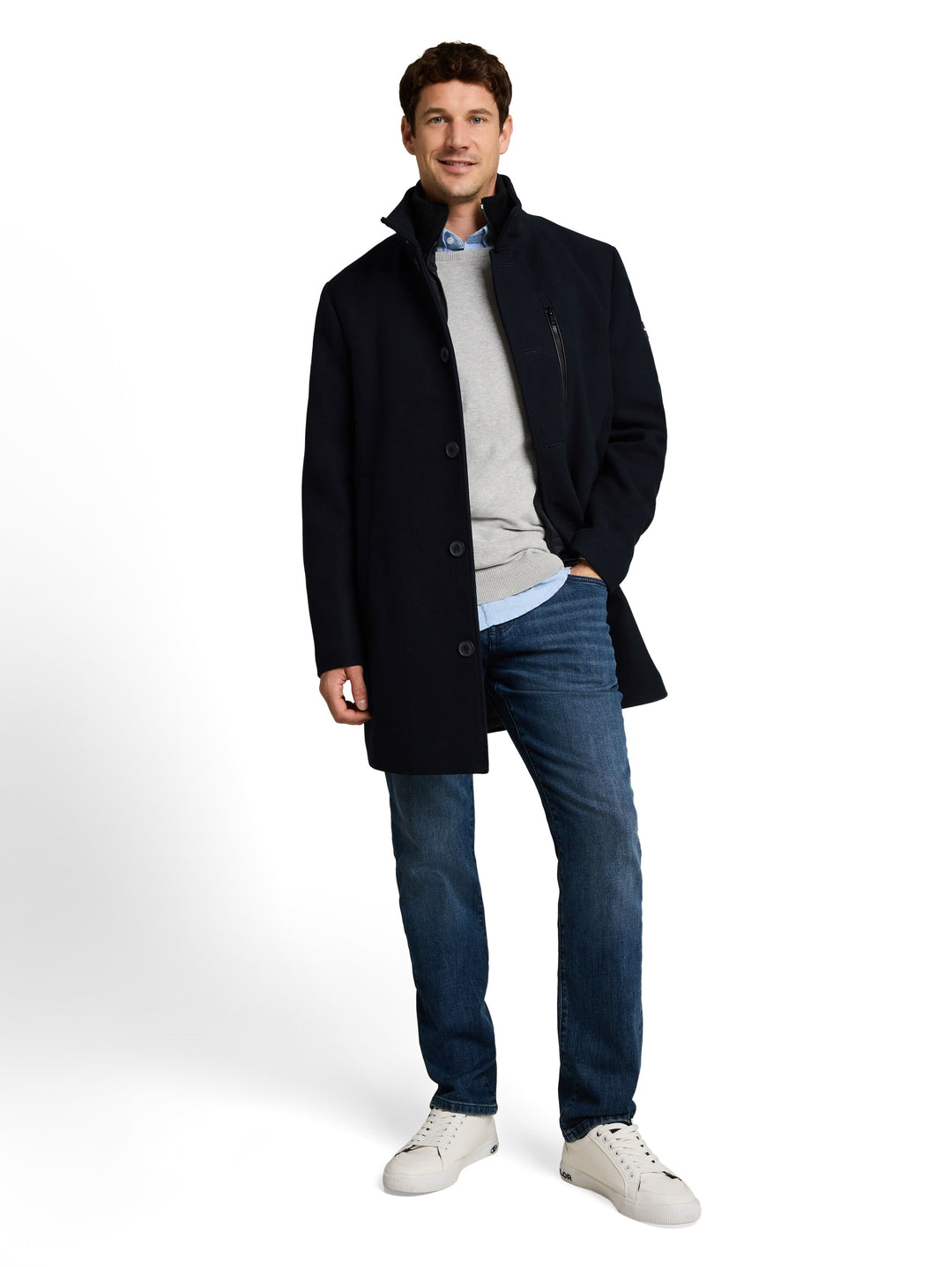 WOOL COAT WITH STAND-UP INSERT
