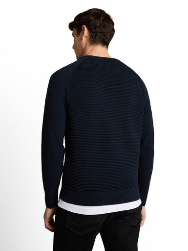 OTTOMAN STRUCTURED CREW NECK KNIT