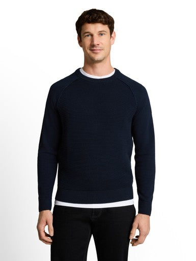 OTTOMAN STRUCTURED CREW NECK KNIT