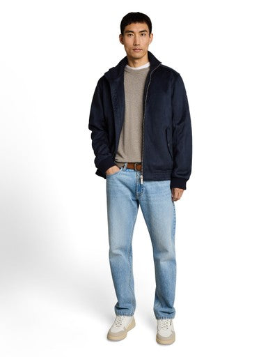 STAND-UP FAUX SUEDE LEATHER BLOUSON