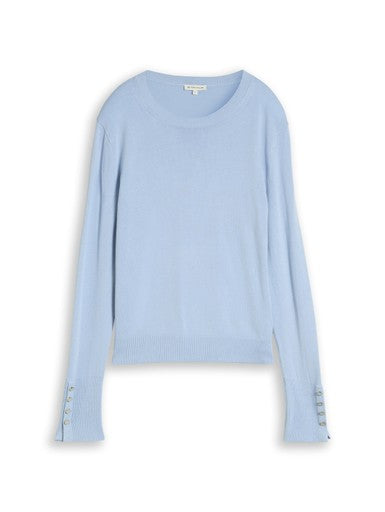 KNIT CREWNECK WITH BUTTON DETAIL