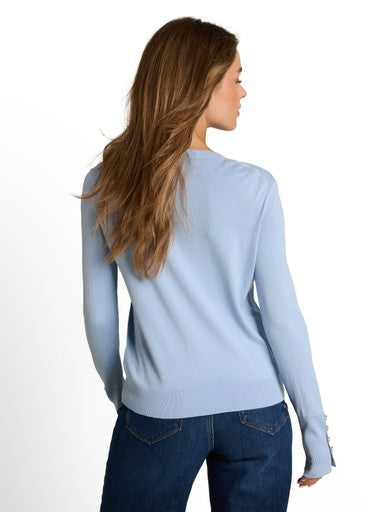 KNIT CREWNECK WITH BUTTON DETAIL