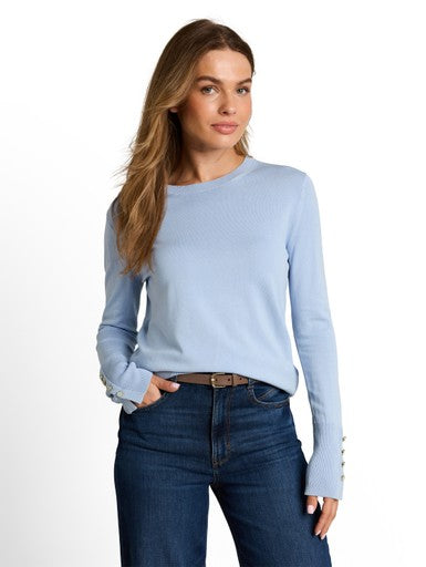 KNIT CREWNECK WITH BUTTON DETAIL