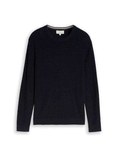 COTTON CASHMERE STRUCTURED CREW KNIT