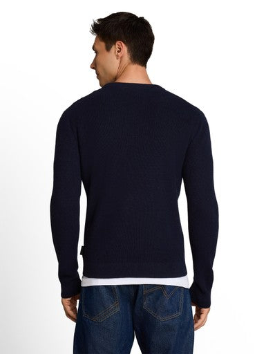 COTTON CASHMERE STRUCTURED CREW KNIT