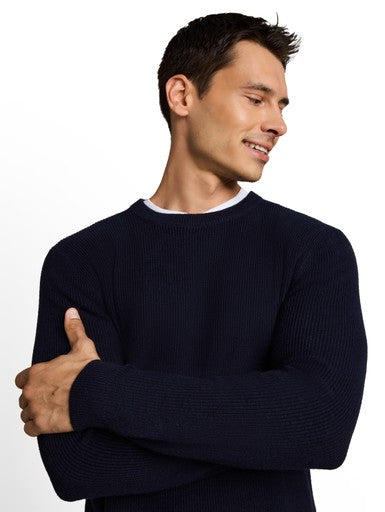 COTTON CASHMERE STRUCTURED CREW KNIT