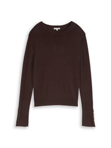 KNIT CREWNECK WITH BUTTON DETAIL