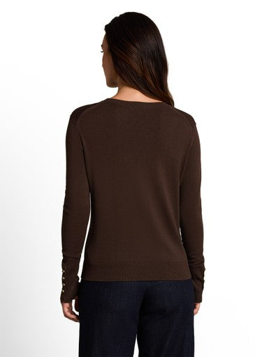 KNIT CREWNECK WITH BUTTON DETAIL